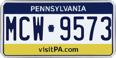 PA license plate MCW9573