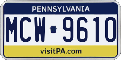 PA license plate MCW9610