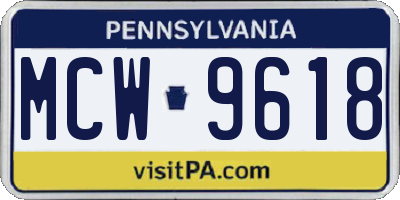 PA license plate MCW9618