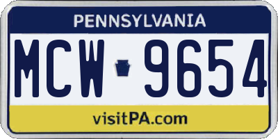 PA license plate MCW9654
