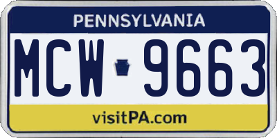 PA license plate MCW9663