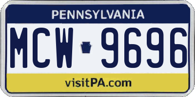 PA license plate MCW9696