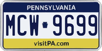 PA license plate MCW9699