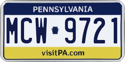 PA license plate MCW9721