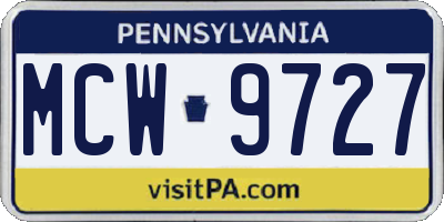 PA license plate MCW9727