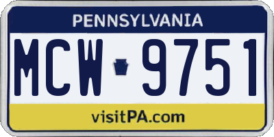PA license plate MCW9751