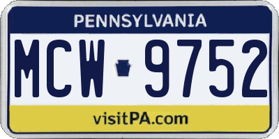 PA license plate MCW9752