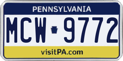 PA license plate MCW9772