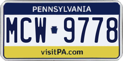 PA license plate MCW9778