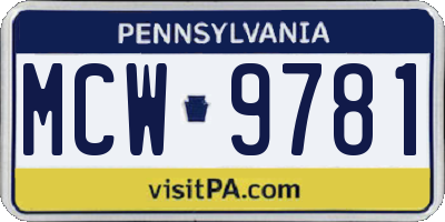 PA license plate MCW9781