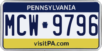 PA license plate MCW9796