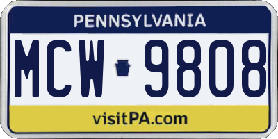 PA license plate MCW9808