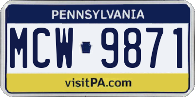 PA license plate MCW9871
