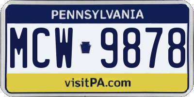 PA license plate MCW9878