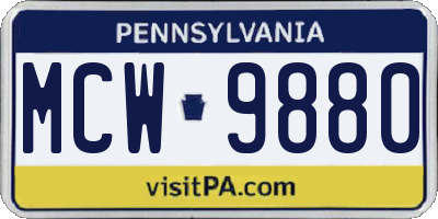 PA license plate MCW9880