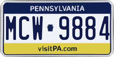 PA license plate MCW9884
