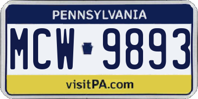 PA license plate MCW9893
