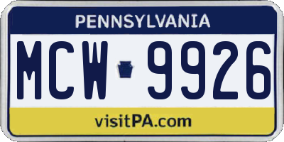 PA license plate MCW9926