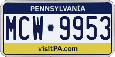 PA license plate MCW9953