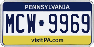PA license plate MCW9969