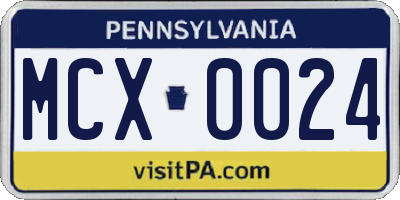 PA license plate MCX0024