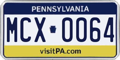 PA license plate MCX0064