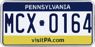PA license plate MCX0164