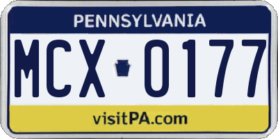 PA license plate MCX0177