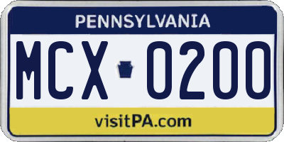 PA license plate MCX0200