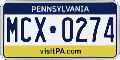 PA license plate MCX0274
