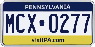PA license plate MCX0277