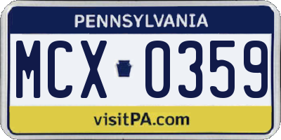 PA license plate MCX0359