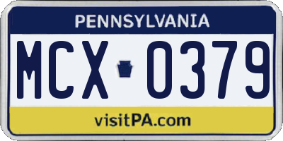 PA license plate MCX0379