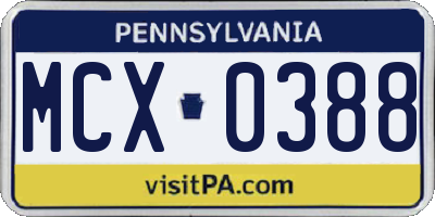 PA license plate MCX0388