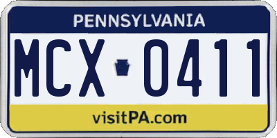 PA license plate MCX0411