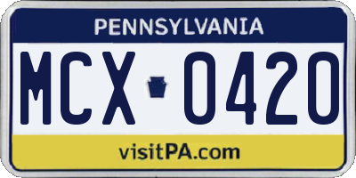 PA license plate MCX0420
