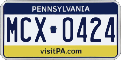 PA license plate MCX0424