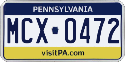 PA license plate MCX0472
