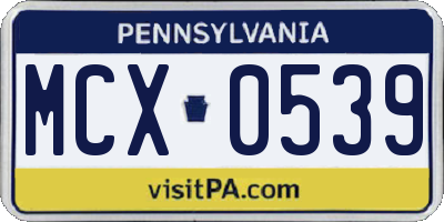 PA license plate MCX0539