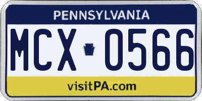 PA license plate MCX0566