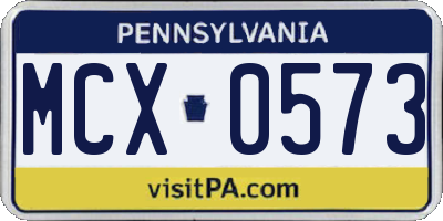 PA license plate MCX0573