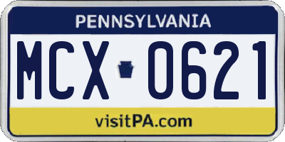 PA license plate MCX0621