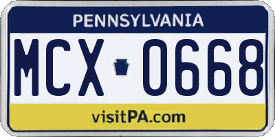PA license plate MCX0668