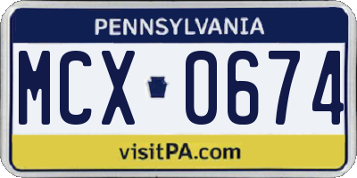 PA license plate MCX0674