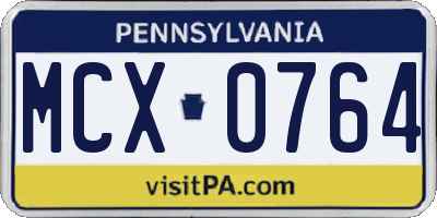 PA license plate MCX0764