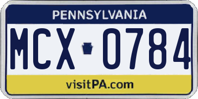 PA license plate MCX0784