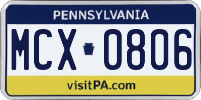 PA license plate MCX0806