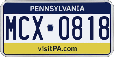 PA license plate MCX0818