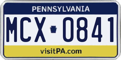 PA license plate MCX0841