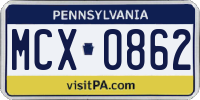 PA license plate MCX0862